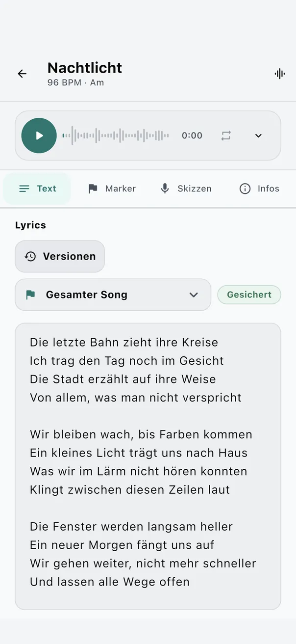Die Schreibansicht von VERSIQ (DE, Hell)